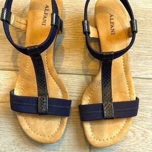 Navy and Tan Sandals
